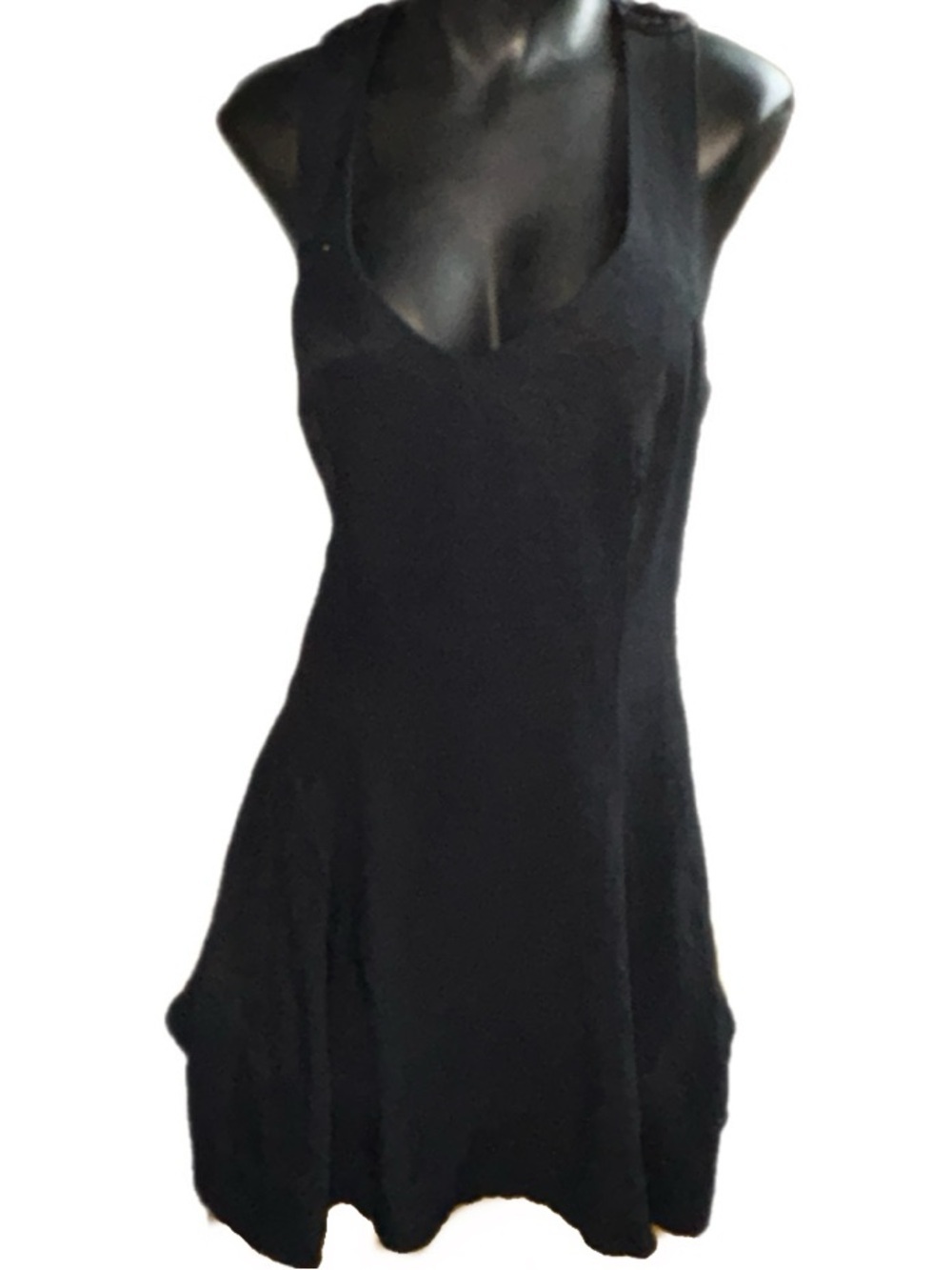 Vintage 90s Gunne Sax Jessica McClintock Black Rosette Open Back Mini Dress, Cut